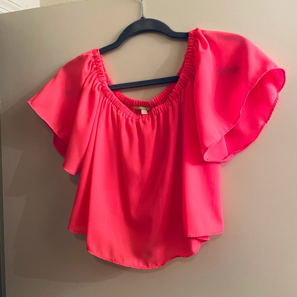 Barbie Pink Gianni Bini Off Shoulder Crop Top